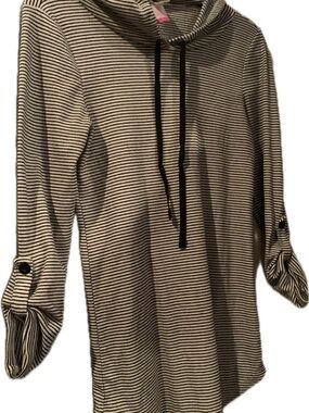 No Boundaries Black and White Striped Hooded Tunic
